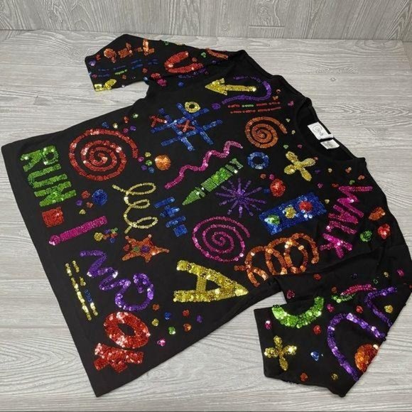 Vintage cotton cedars sequin crossing guard teacher school long sleeve shirt lg - Picture 2 of 9